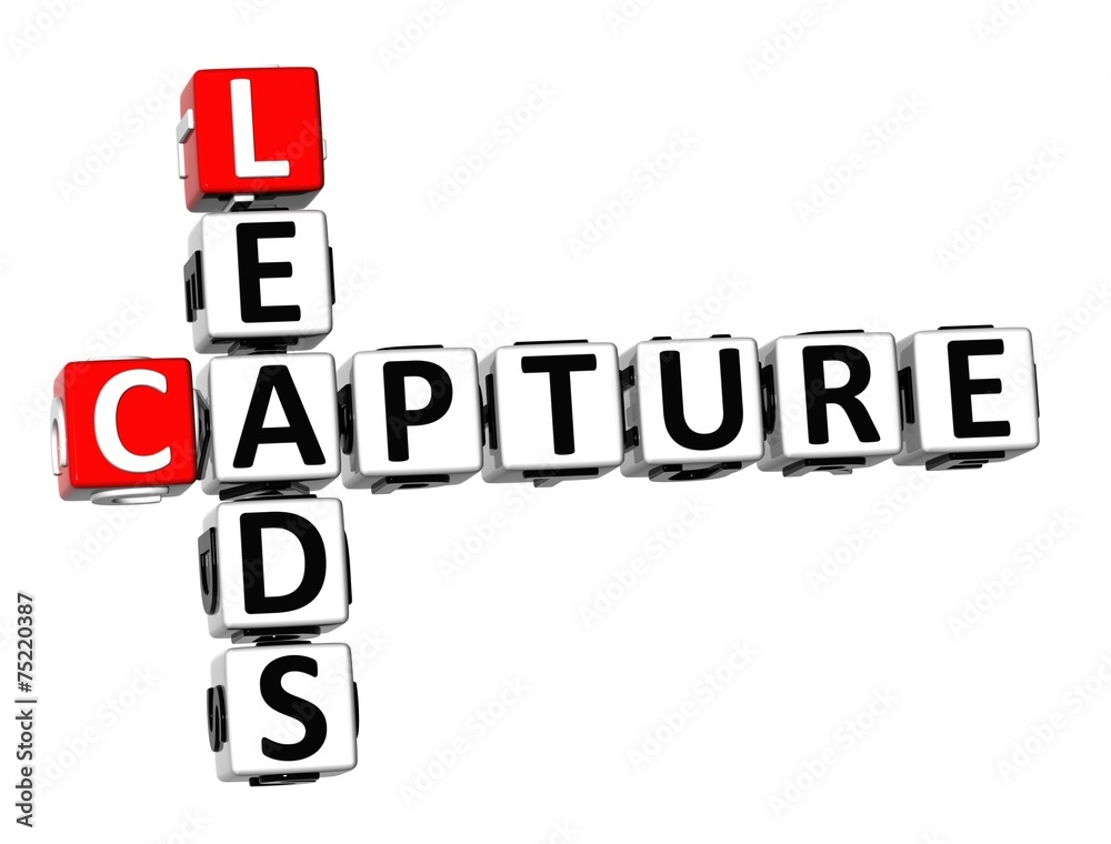 3D Crossword Capture Leads on white background 3D Crossword Capture Leads on white background
