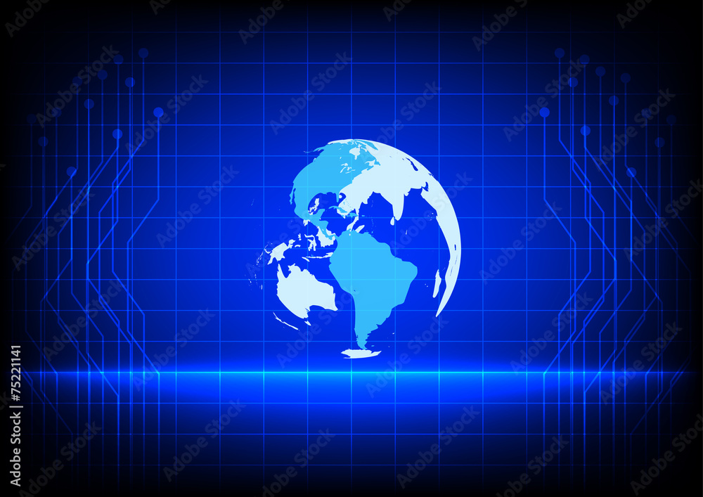 Abstract world digital technology electronic line blue backgroun Abstract world digital technology electronic line blue backgroun