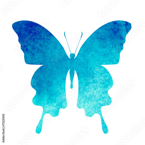 colorful blue watercolor butterfly