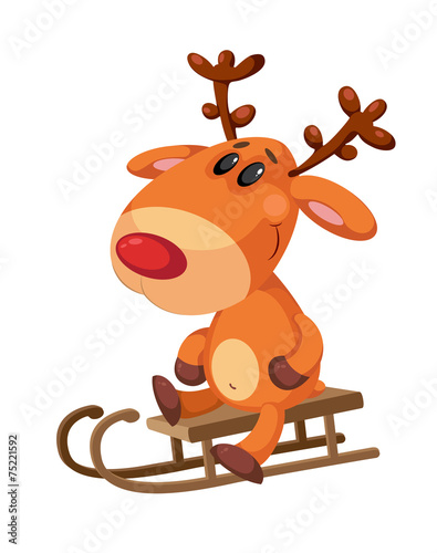 deer sitting on a sled