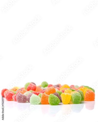  Colorful mix sugar jelly candy over white background