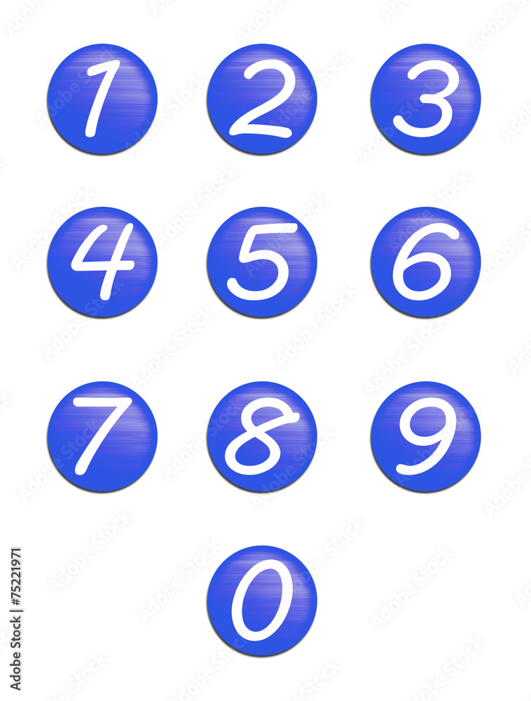 Set blue buttons with numbers