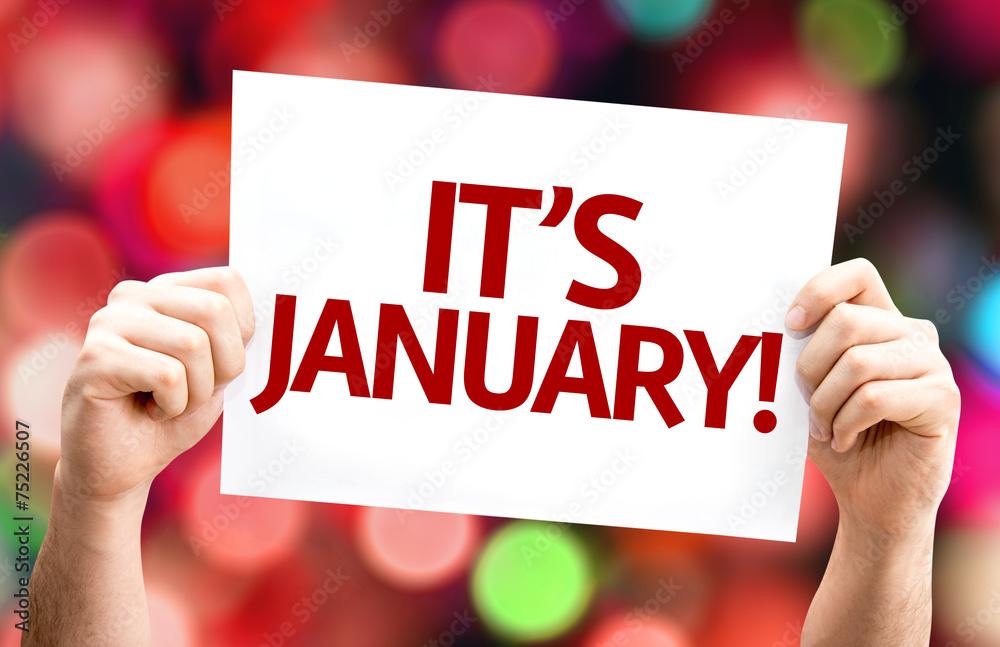 It's January card with colorful background It's January card with colorful background