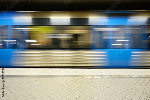 Motion blurred subway train