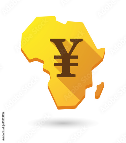 Africa continent map icon with a currency sign