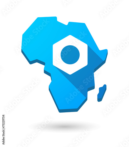 Africa continent map icon with a nut