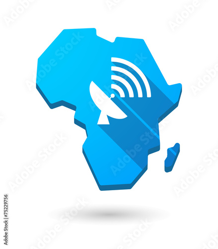 Africa continent map icon with an antenna