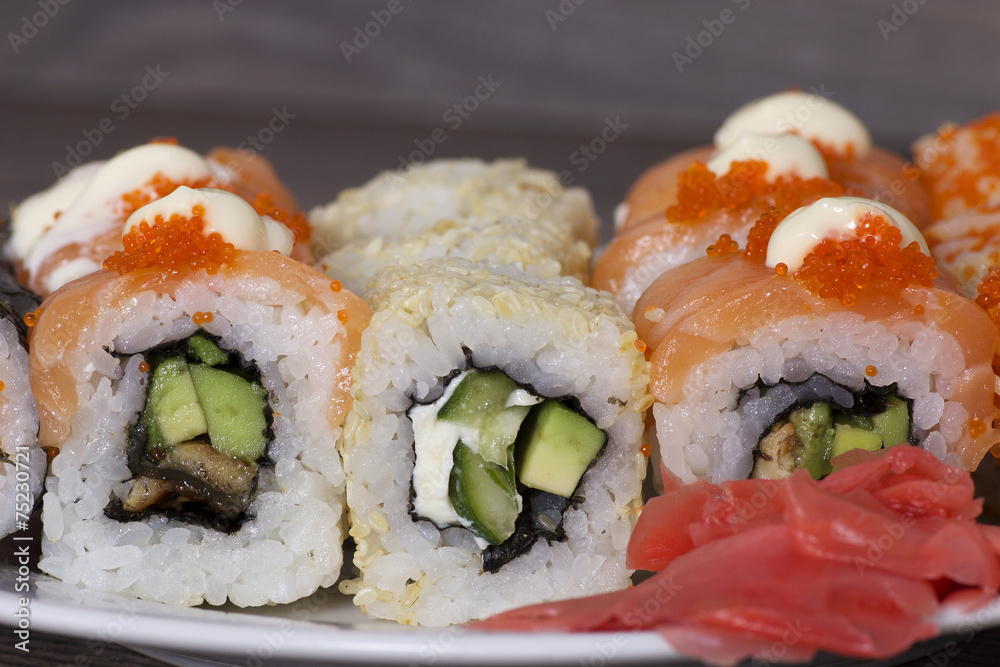 sushi on wooden background sushi on wooden background