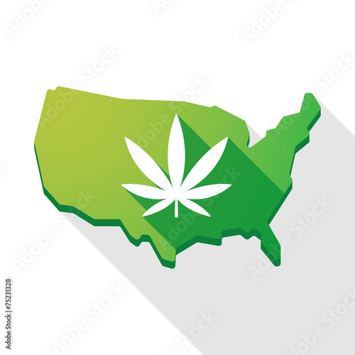 USA map icon with a marijuana leaf