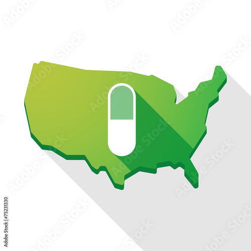 USA map icon with a pill