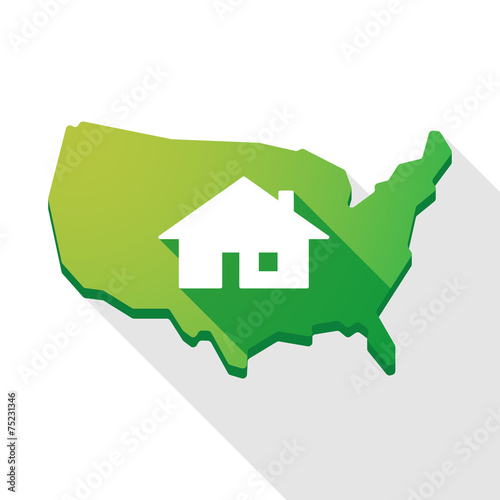 USA map icon with a house