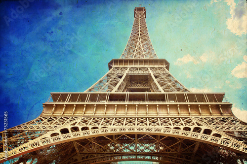 The Eiffel Tower in Paris in vintage style