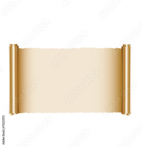 Gold paper scroll on white