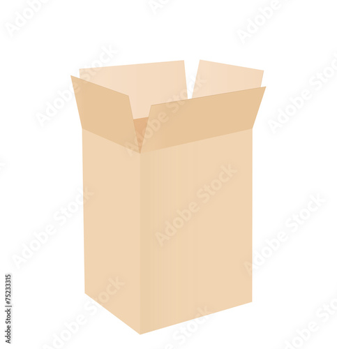 Cardboard box taped up and isolated on a white background.