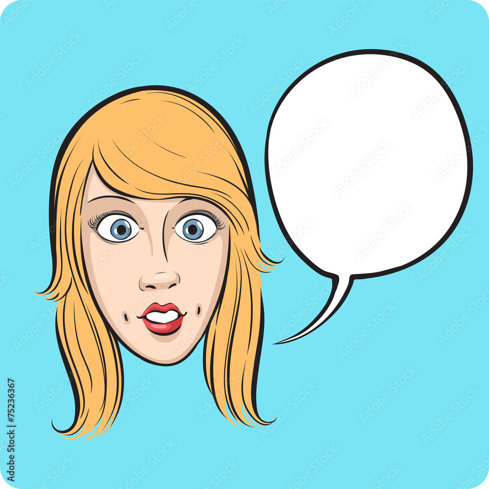 surprised girl face with speech bubble surprised girl face with speech bubble