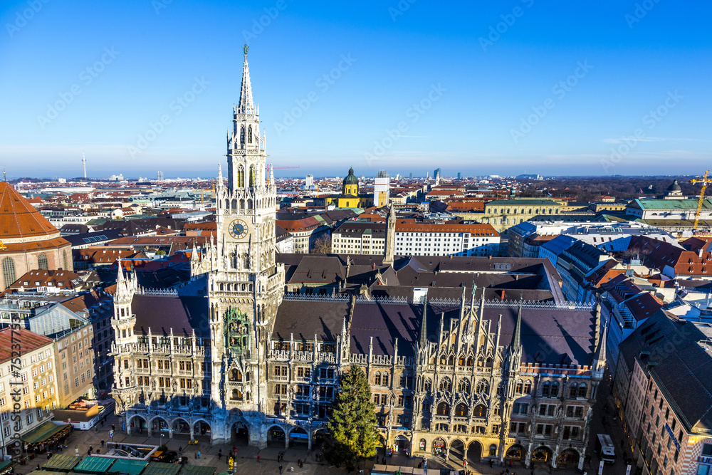 aerial of Munich in beautiful weather