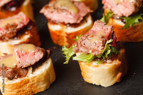 canape with beef meat