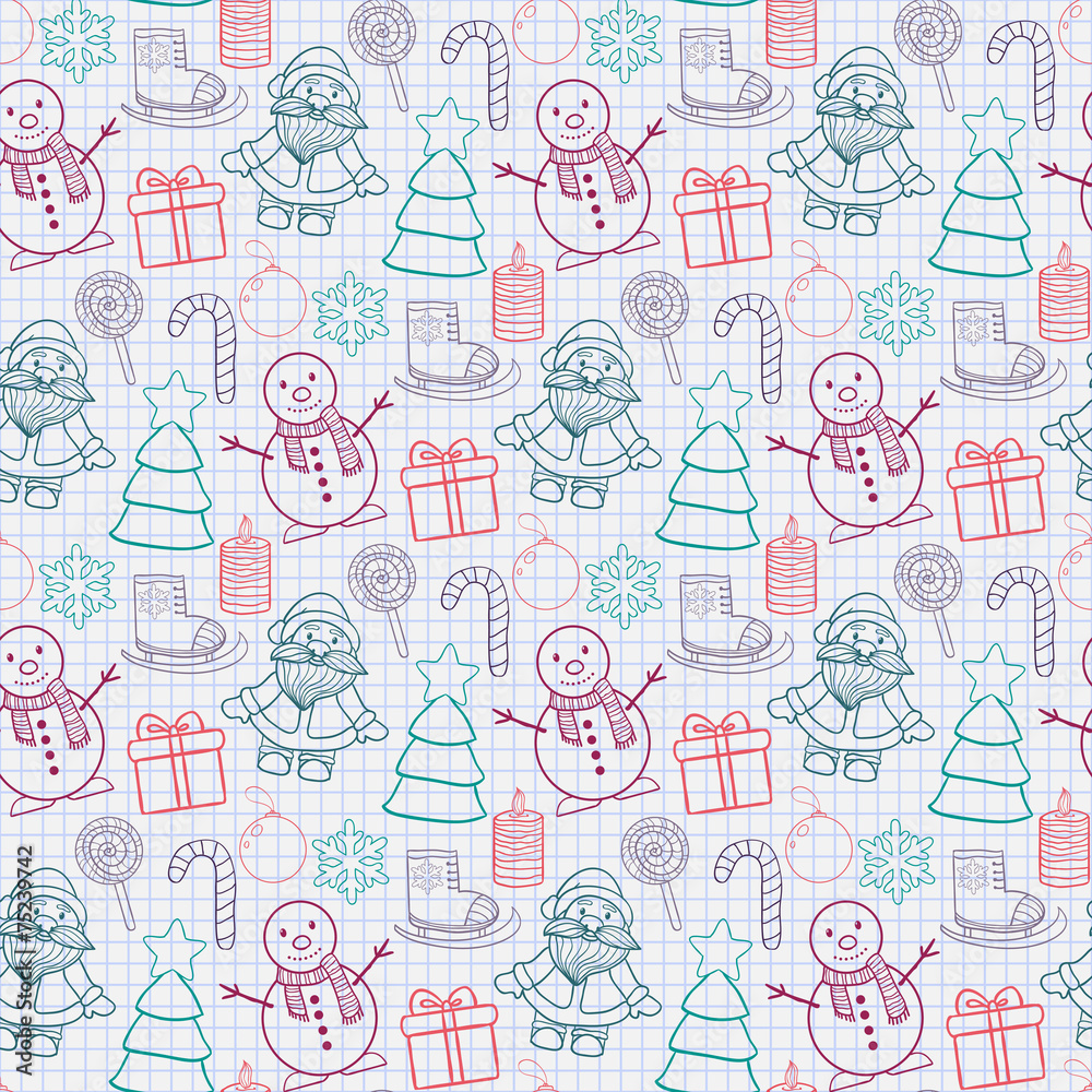 seamless   Happy New Year and Merry Christmas pattern