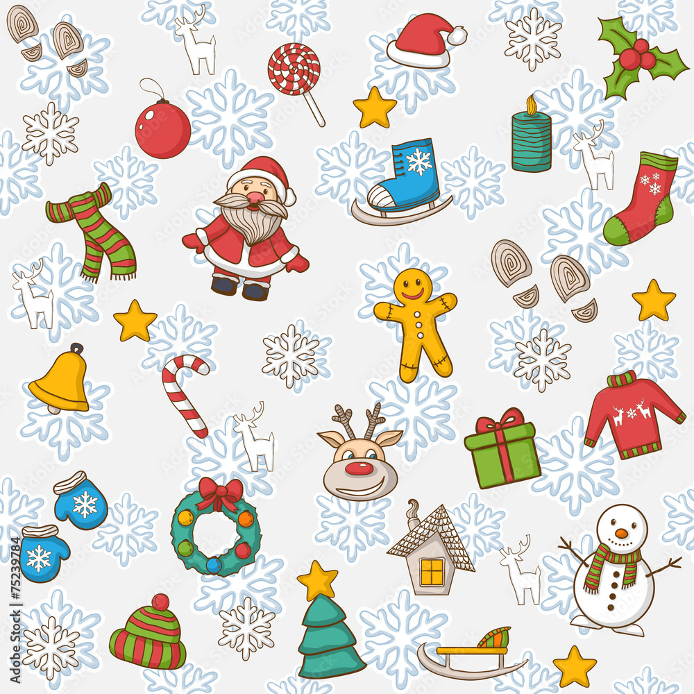 Happy New Year and Merry Christmas pattern