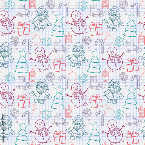 seamless Happy New Year and Merry Christmas pattern