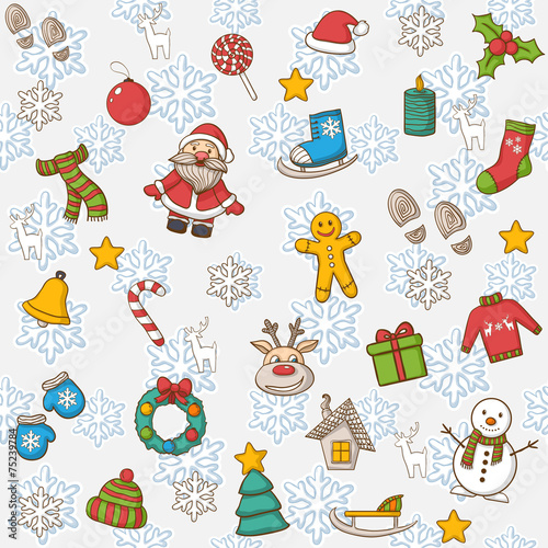 Happy New Year and Merry Christmas pattern