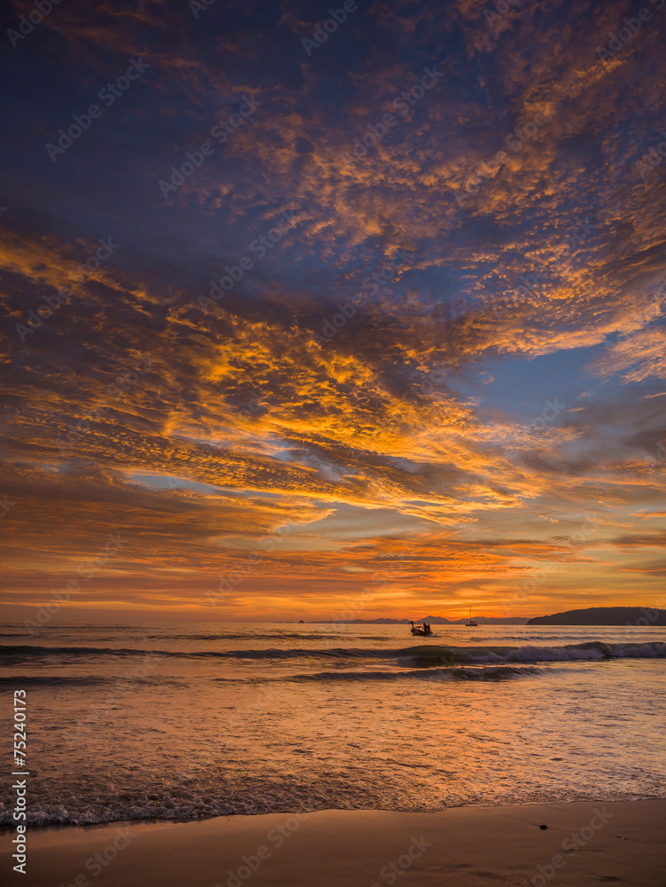 Sunset on the beach of Ao Nang Sunset on the beach of Ao Nang