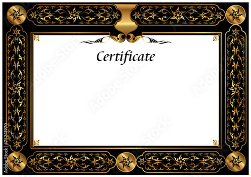 illustration; Gold Certificate Template