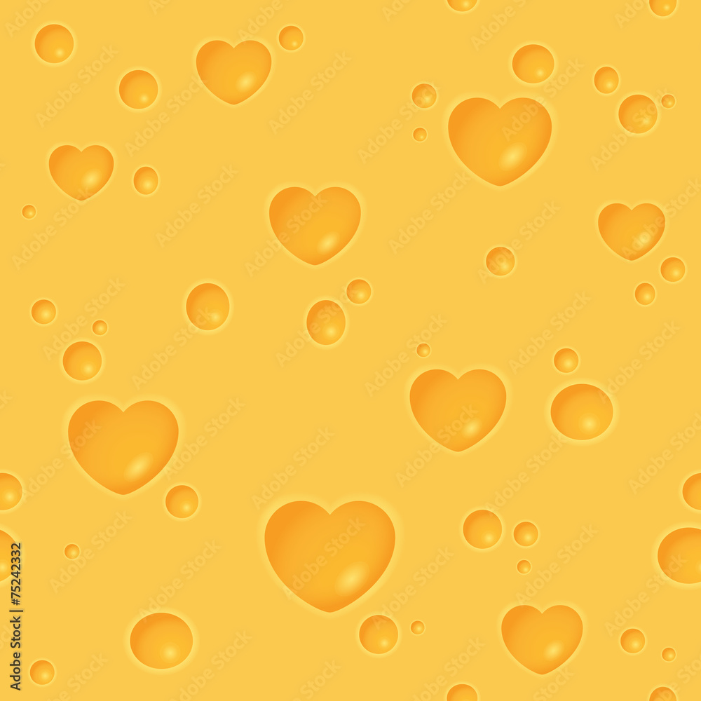 Seamless cheesy pattern with heart-shaped holes Seamless cheesy pattern with heart-shaped holes