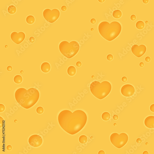 Seamless cheesy pattern with heart-shaped holes