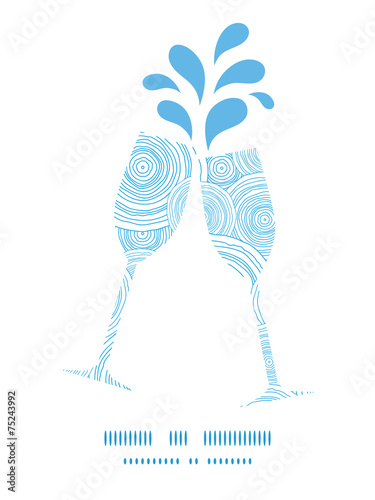Vector doodle circle water texture toasting wine glasses