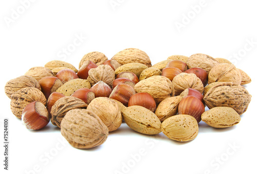 Mixed nuts, walnuts, almonds and hazelnuts