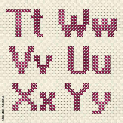Cross stitch alphabet and number.