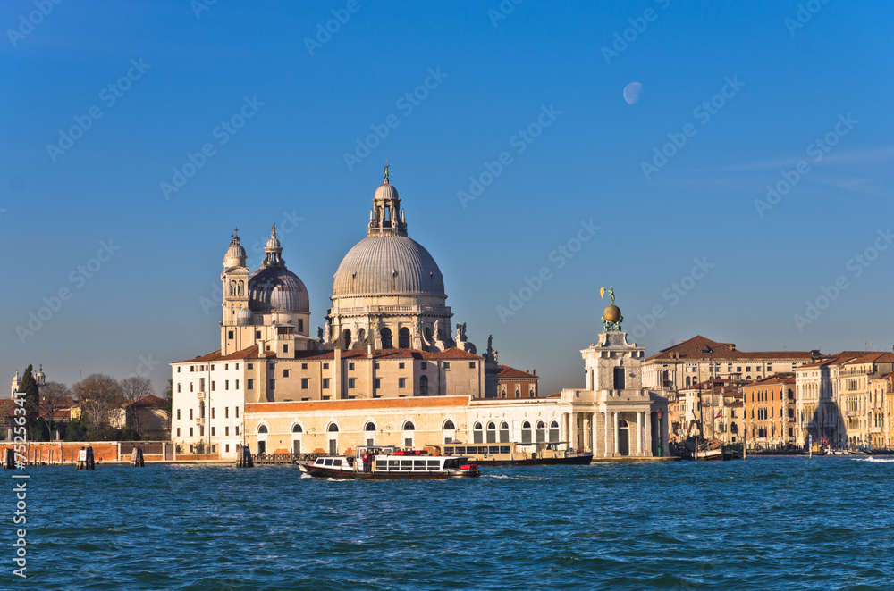 Morning in Venice at Grand Canal in front of Santa Maria church