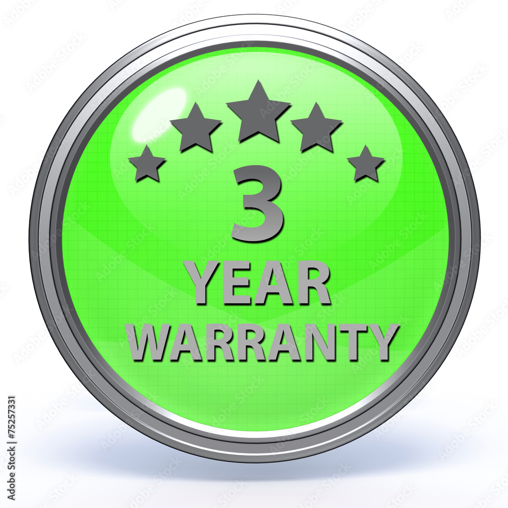 Three year warranty circular icon on white background Three year warranty circular icon on white background