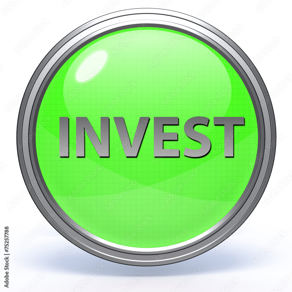 Invest circular icon on white background Invest circular icon on white background