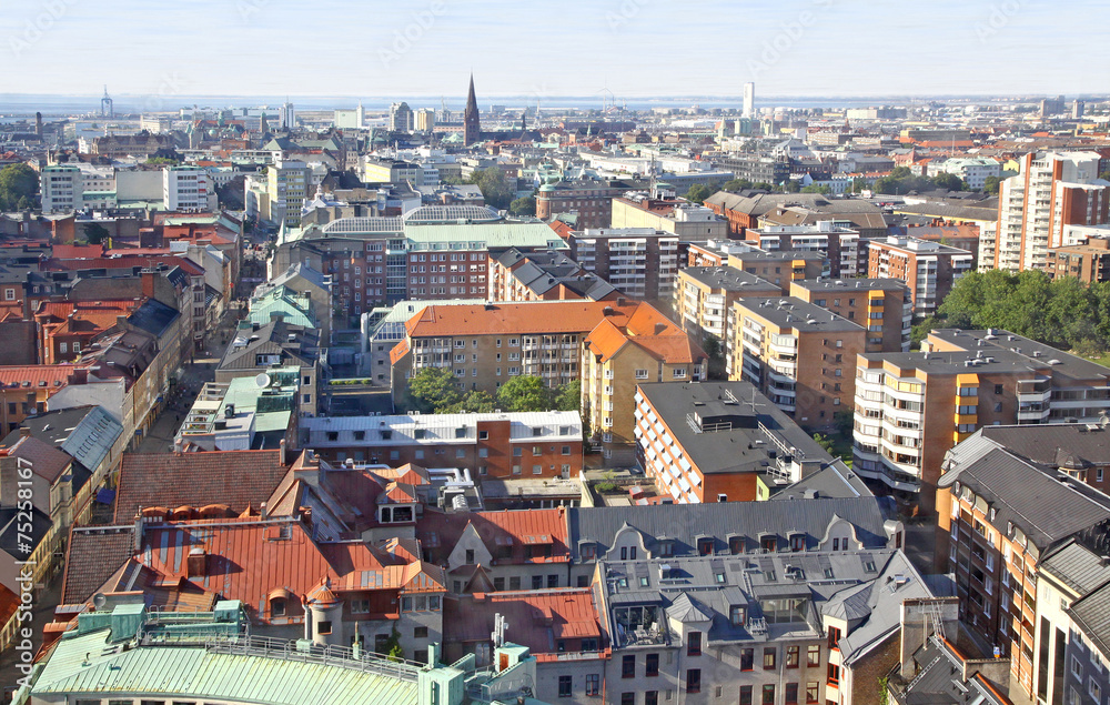 Panoramic aerial view of Malmo, Sweden
