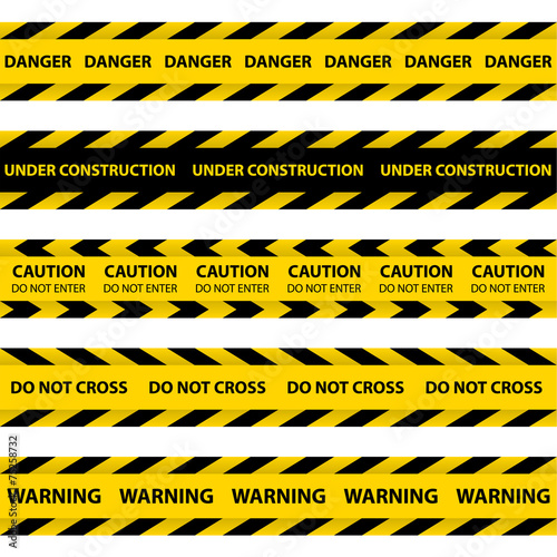 Set of yellow Barrier Tapes