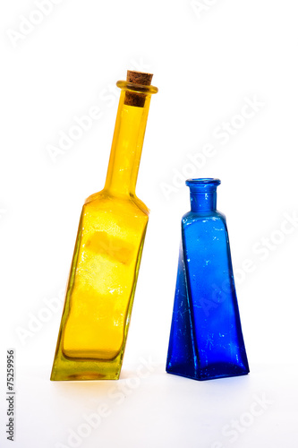 Two glass decorative bottles