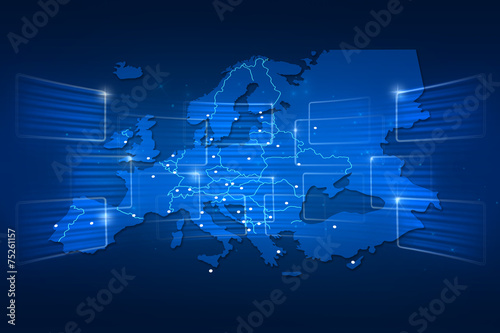 Europe Map World map News Communication blue