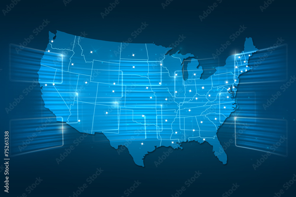USA Map World map News Communication blue USA Map World map News Communication blue
