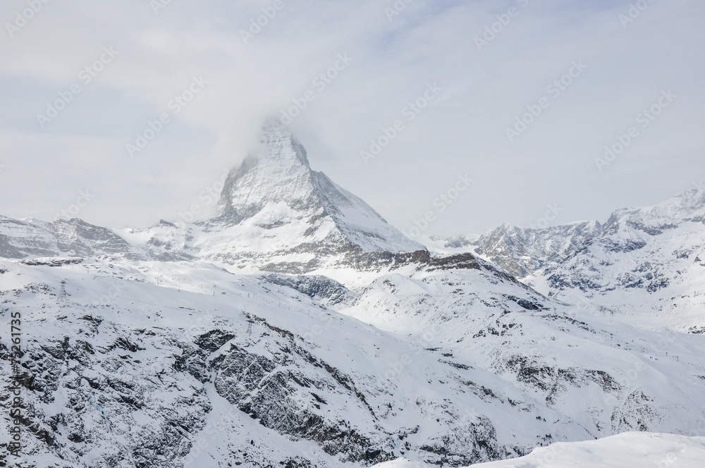 Zermatt, Dorf, Alpen, Trockener Steg, Winter. Schweiz
