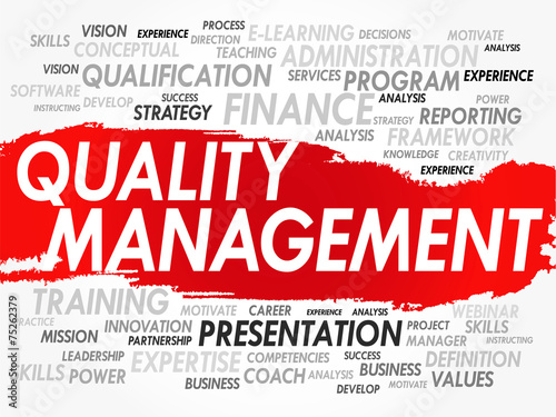 Word cloud of Quality Management related items, vector