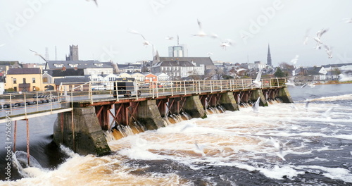 View at hydroelectric power plant on river in Ireland photo