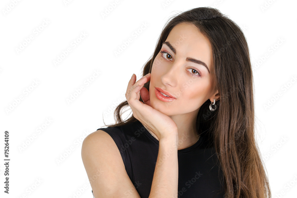 Young casual woman portrait isolated on white background Young casual woman portrait isolated on white background