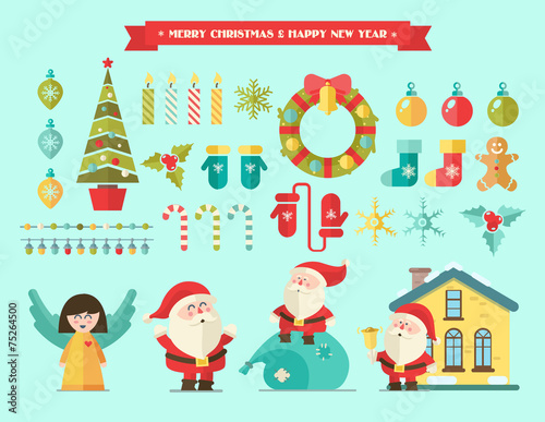Merry christmas. Vector winter icons and elements