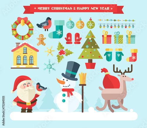 Merry christmas. Vector winter icons and elements