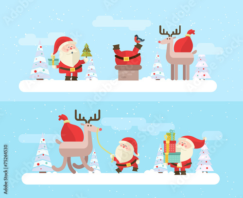 Merry christmas. Vector Santa set. eps10