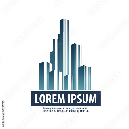 City. Skyscrapers on a white background. Logo  icon