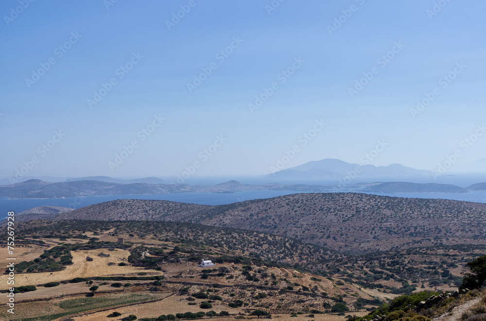 Amazing view from a mountain in Iraklia island, Greece