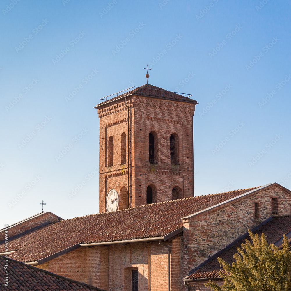 Bell tower of a Romanic European Catholic church, squared